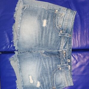 Miss Me Light Blue Frayed Jean Shorts